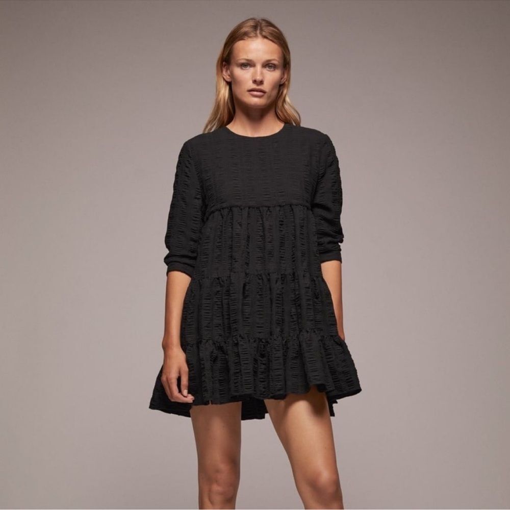Zara black textured mini dress